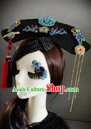Traditional Chinese Qing Dynasty Queen Headwear Ancient Palace Phoenix Hair Accessories for Women