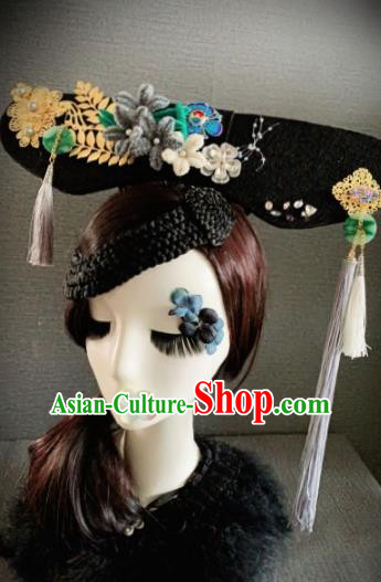 Traditional Chinese Qing Dynasty Manchu Headwear Ancient Palace Queen Hair Accessories for Women