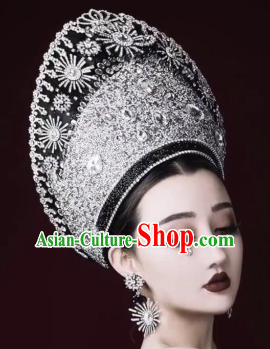 Top Grade Halloween Queen Hair Accessories Brazilian Carnival Crystal Royal Crown Headwear for Women