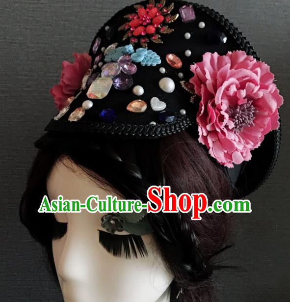 Traditional Chinese Qing Dynasty Manchu Imperial Consort Headwear Ancient Palace Queen Hair Accessories for Women