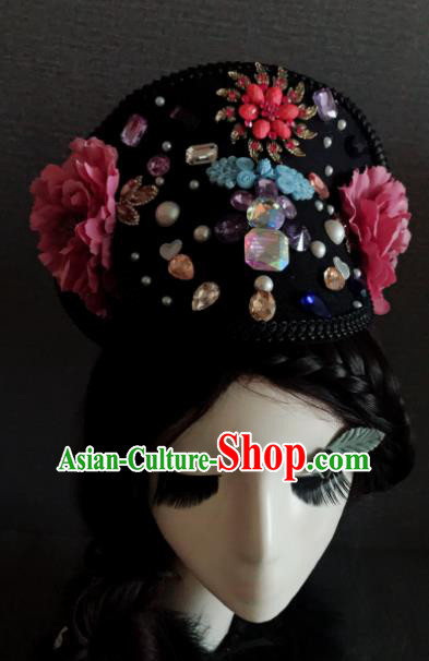 Traditional Chinese Qing Dynasty Manchu Imperial Consort Headwear Ancient Palace Queen Hair Accessories for Women