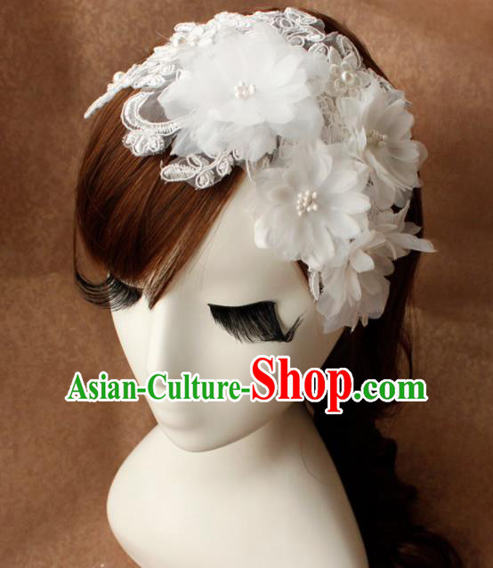 Top Grade Bride White Flowers Lace Hair Stick Headwear Princess Hair Accessories for Women