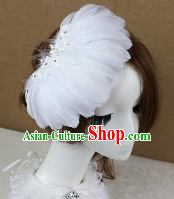 Top Grade Angel White Feather Hair Claws Headwear Princess Hair Accessories for Women