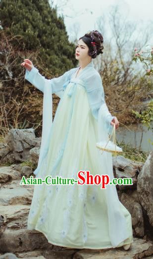 Chinese Ancient Peri Goddess Hanfu Dress Traditional Tang Dynasty Princess Costume for Women