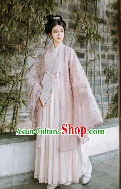 Chinese Ancient Court Princess Pink Hanfu Dress Traditional Jin Dynasty Historical Costume for Women