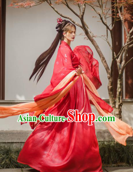 Chinese Ancient Wedding Red Hanfu Dress Traditional Tang Dynasty Princess Historical Costume for Women