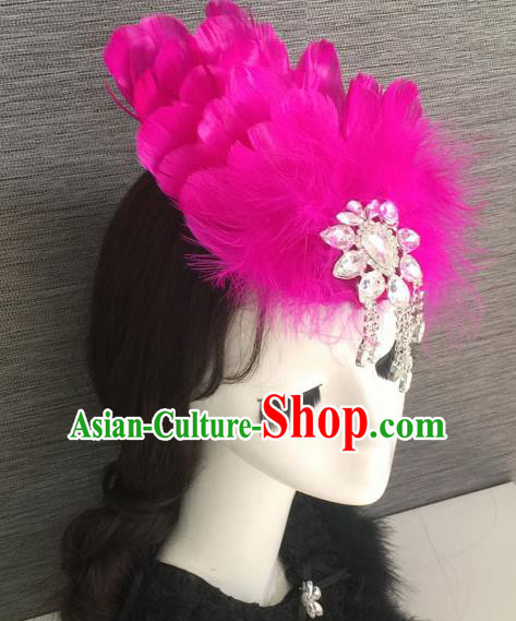 Top Grade Halloween Rosy Feather Hair Stick Headwear Brazilian Carnival Hair Accessories for Women