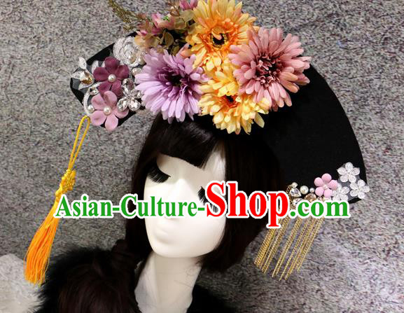 Chinese Ancient Palace Headwear Traditional Qing Dynasty Manchu Hair Accessories for Women