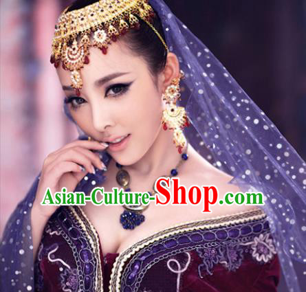 Chinese Ancient Ethnic Princess Headwear Traditional Uyghur Nationality Accessories for Women