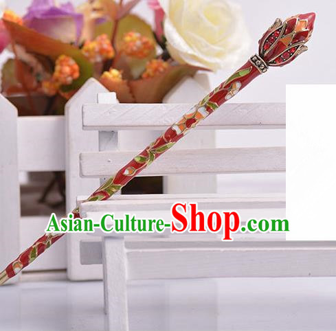 Chinese Ancient Princess Red Hairpins Headwear Traditional Hanfu Hair Accessories for Women