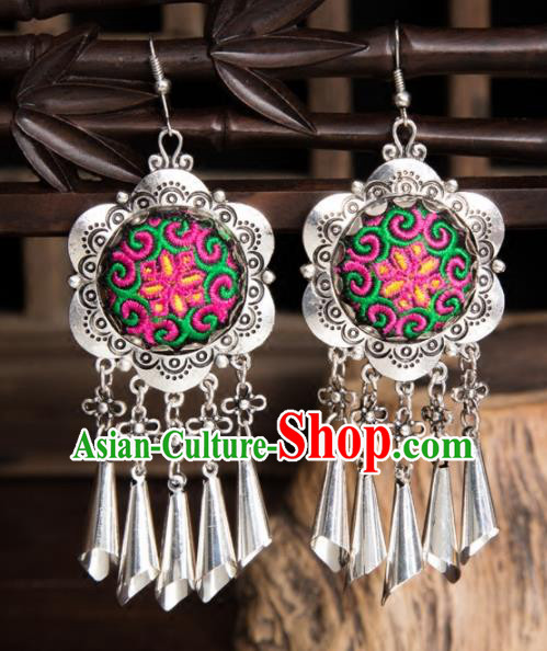 Top Grade Chinese Traditional Ethnic Accessories Miao Nationality Tassel Earrings for Women