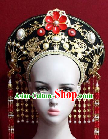 Chinese Ancient Empress Headwear Hat Traditional Qing Dynasty Queen Hair Accessories for Women