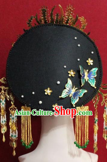Chinese Ancient Empress Headwear Cloisonne Phoenix Hat Traditional Qing Dynasty Queen Hair Accessories for Women