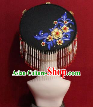 Chinese Ancient Manchu Empress Headwear Cloisonne Lotus Hat Traditional Qing Dynasty Queen Hair Accessories for Women
