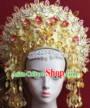 Handmade Thailand Traditional Hair Accessories Ancient Queen Rosy Crystal Royal Crown for Women