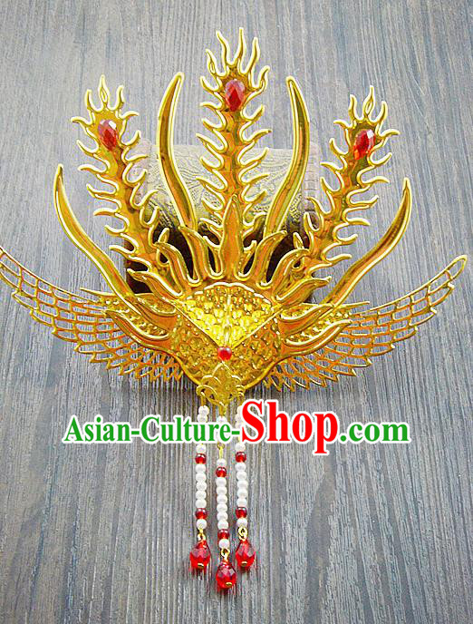 Chinese Ancient Princess Golden Phoenix Hairpins Traditional Palace Hair Accessories for Women