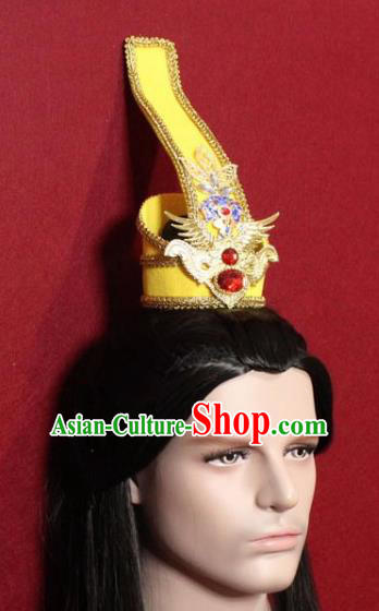 Handmade Chinese Han Dynasty Prince Golden Hairdo Crown Traditional Ancient Swordsman Hair Accessories for Men