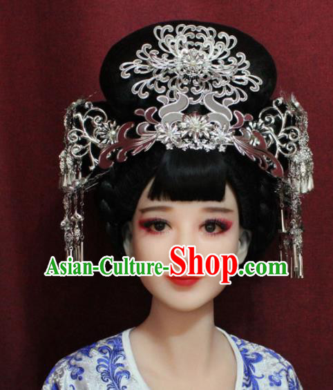 Chinese Ancient Wedding Phoenix Coronet Hairpins Traditional Ethnic Queen Hair Accessories for Women