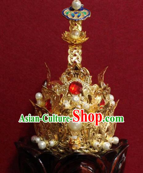 Handmade Chinese Taoism Cloisonne Hairdo Crown Traditional Ancient Taoist Swordsman Hair Accessories for Men