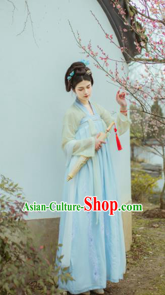 Chinese Traditional Tang Dynasty Embroidered Hanfu Dress Ancient Court Maid Costume for Women