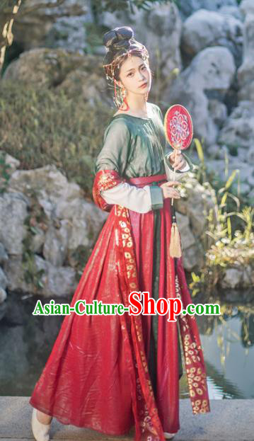 Chinese Traditional Tang Dynasty Imperial Consort Hanfu Dress Ancient Palace Dancer Costume for Women