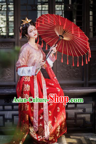 Chinese Traditional Tang Dynasty Palace Lady Hanfu Dress Ancient Peri Goddess Costume for Women