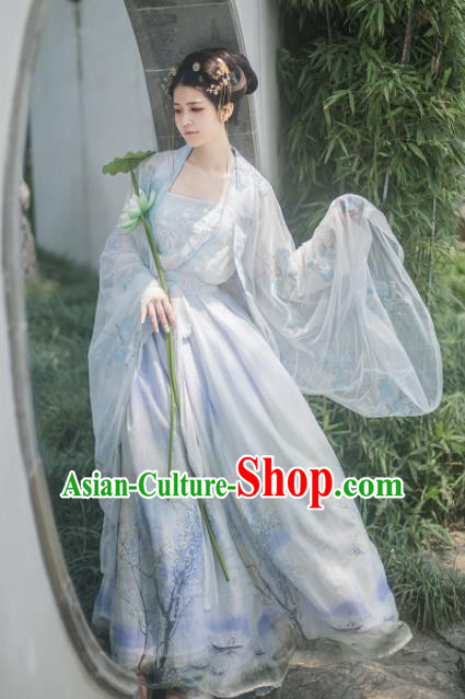 Chinese Tang Dynasty Imperial Consort Hanfu Dress Ancient Peri Princess Historical Costume for Women