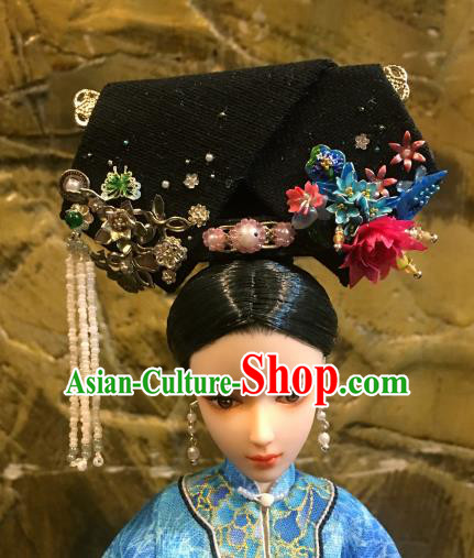 Chinese Ancient Qing Dynasty Manchu Imperial Consort Headwear Traditional Palace Hair Accessories for Women