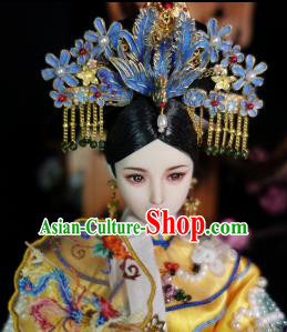 Chinese Ancient Qing Dynasty Manchu Imperial Consort Phoenix Headwear Traditional Palace Hair Accessories for Women