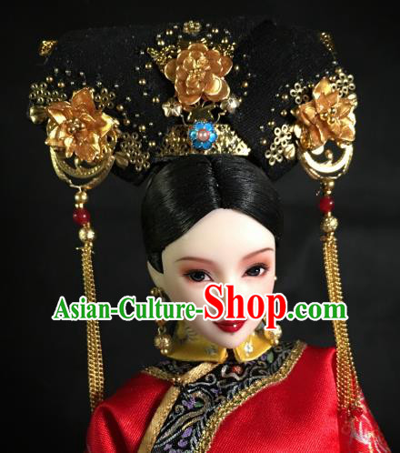 Chinese Ancient Qing Dynasty Imperial Consort Headwear Traditional Palace Manchu Hair Accessories for Women