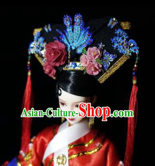 Chinese Ancient Imperial Consort Cloisonne Headwear Traditional Qing Dynasty Palace Manchu Hair Accessories for Women