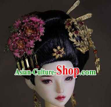 Chinese Ancient Tang Dynasty Imperial Consort Hairpins Headwear Traditional Palace Hair Accessories for Women