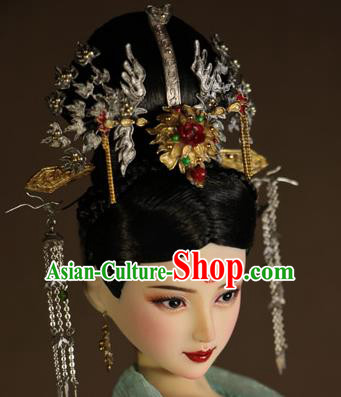 Chinese Ancient Imperial Concubine Hairpins Phoenix Coronet Headwear Traditional Tang Dynasty Hair Accessories for Women