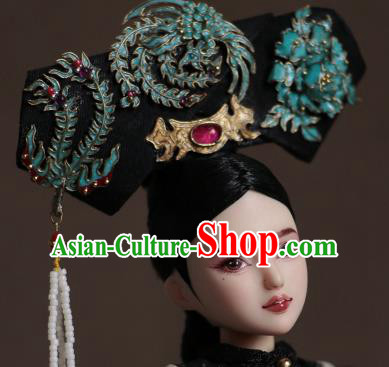 Chinese Ancient Palace Empress Headwear Traditional Qing Dynasty Manchu Queen Hair Accessories for Women