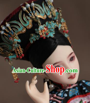 Chinese Ancient Palace Empress Phoenix Hat Headwear Traditional Qing Dynasty Manchu Queen Hair Accessories for Women