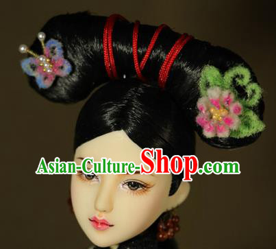 Chinese Ancient Court Maid Headwear Traditional Qing Dynasty Palace Manchu Imperial Consort Hair Accessories for Women