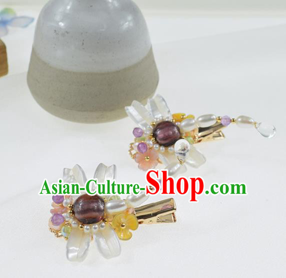 Chinese Ancient Princess Pearls Dragonfly Hair Claws Hairpins Traditional Hanfu Hair Accessories for Women