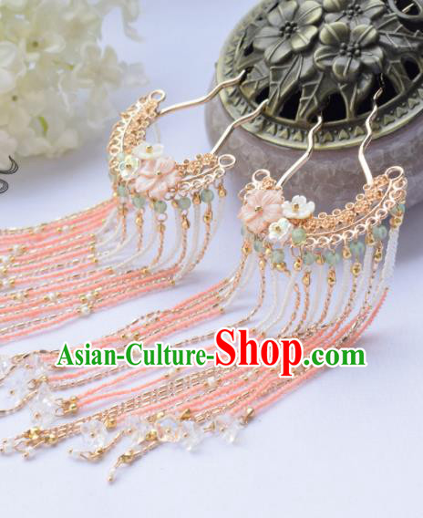 Chinese Ancient Princess Hairpins Beads Tassel Hair Clip Traditional Hanfu Hair Accessories for Women