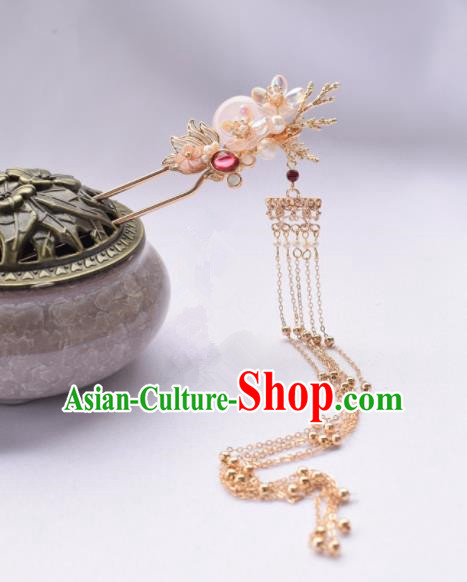 Chinese Ancient Princess Golden Tassel Hairpins Traditional Hanfu Hair Accessories for Women