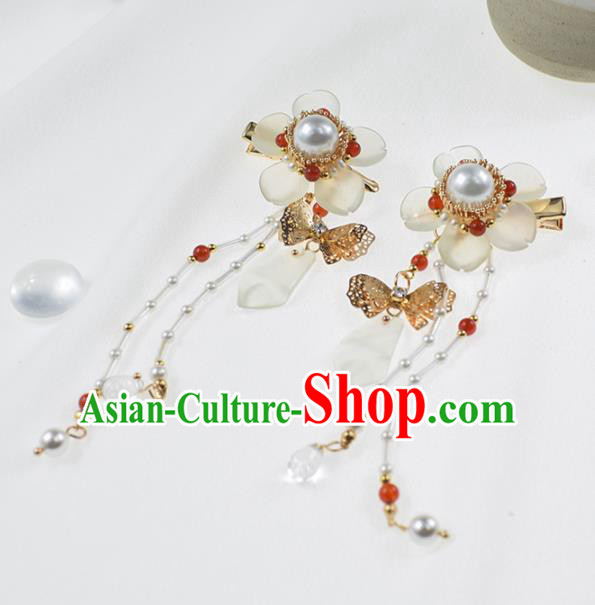 Chinese Ancient Princess Flower Tassel Hair Claws Hairpins Traditional Hanfu Hair Accessories for Women