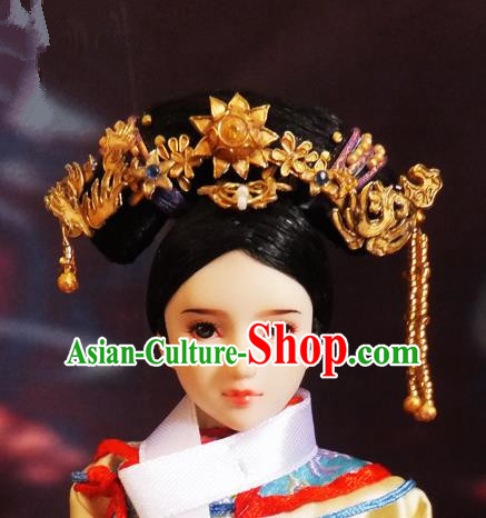 Chinese Ancient Palace Queen Headwear Traditional Qing Dynasty Manchu Empress Hair Accessories for Women
