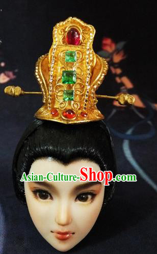 Handmade Chinese Ancient Han Dynasty Prince Hairdo Crown Traditional Swordsman Hair Accessories for Men