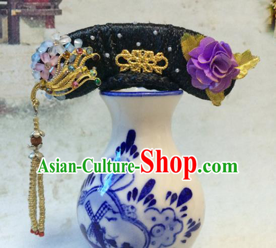 Chinese Ancient Manchu Palace Lady Headwear Traditional Qing Dynasty Princess Hair Accessories for Women