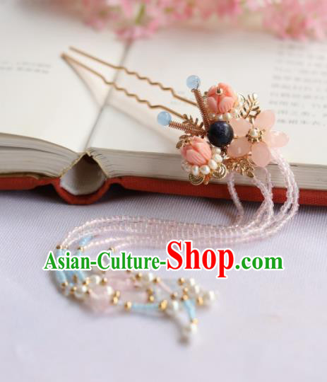 Chinese Ancient Palace Lady Tassel Hairpins Traditional Hanfu Tassel Hair Accessories for Women