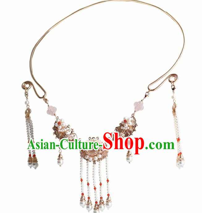 Handmade Chinese Hanfu Necklace Traditional Ancient Princess Tassel Necklet Accessories for Women