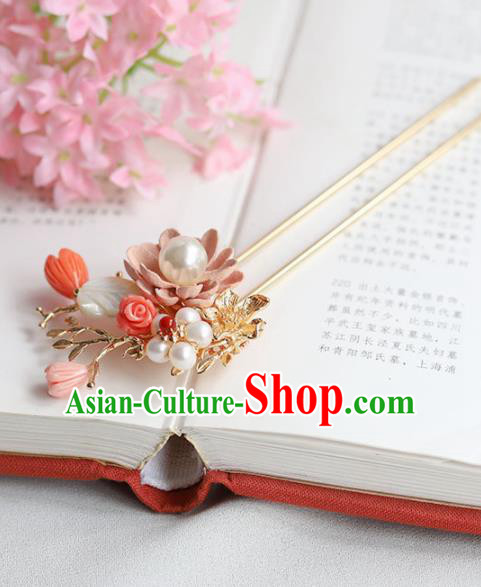 Chinese Ancient Princess Pearls Hairpins Tassel Step Shake Traditional Hanfu Hair Accessories for Women