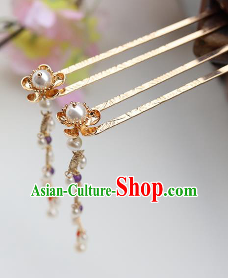 Chinese Ancient Princess Tassel Step Shake Hairpins Traditional Hanfu Hair Accessories for Women