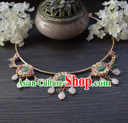 Handmade Chinese Hanfu Jade Necklace Traditional Ancient Princess Necklet Accessories for Women