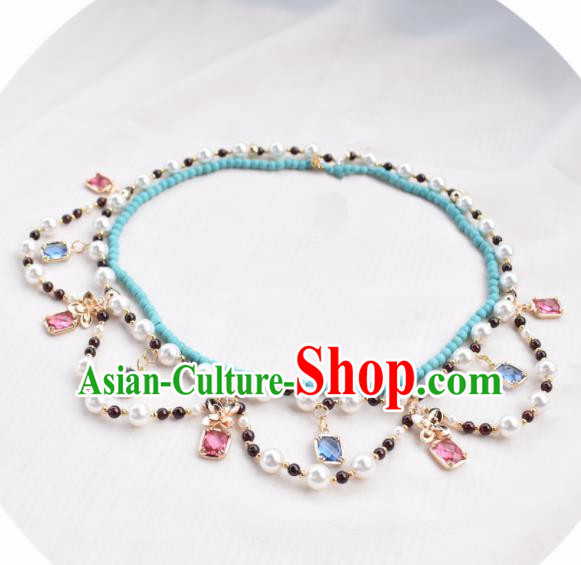 Handmade Chinese Hanfu Crystal Necklace Traditional Ancient Princess Necklet Accessories for Women