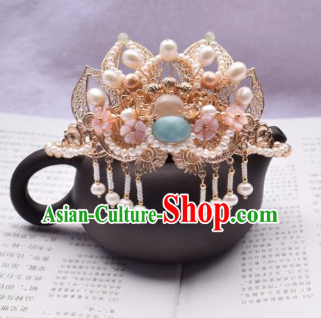 Chinese Ancient Princess Palace Pearls Hair Comb Hairpins Traditional Handmade Hanfu Hair Accessories for Women